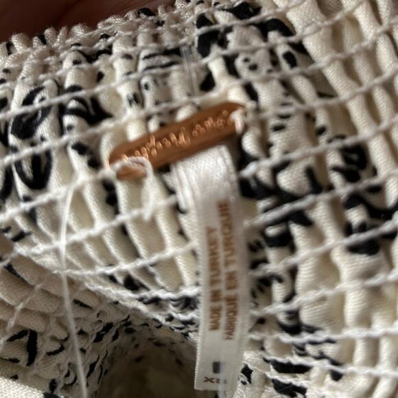 Free People This Is Love Linen Blend Top Ivory Combo Size XS - Picture 4 of 4